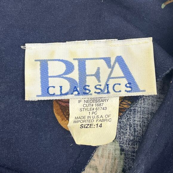 BF Classics Vintage 80s Fall Leaves Long Sleeve Teacher School Maxi Dress Plus - Picture 3 of 9